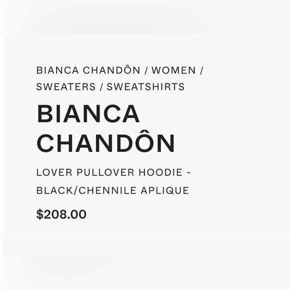 Bianca Chandon Lover Logo Hoodie in black and white. Unisex Large - Picture 3 of 11